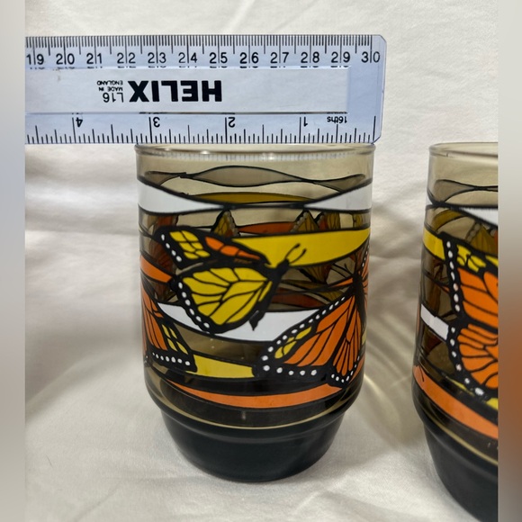 VTG Monarch Butterfly Libby lowball stackable glasses - Picture 8 of 12